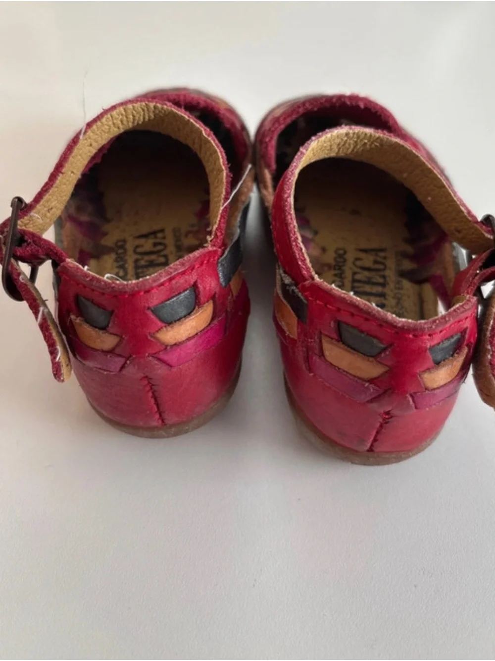 Kids Red Leather Huarache Sandals 3